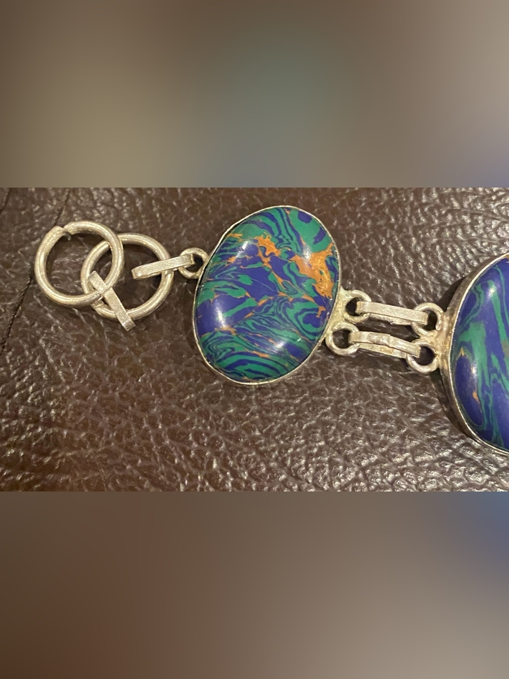 Argento Vivo Sterling Bracelet with Blue and Green Swirl Stones
